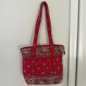 Y2K Vera Bradley Shoulder Bag Red Pattern Quilted Purse